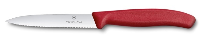 Urtekniv fra Victorinox i rød farve 10 cm med bølgeskær