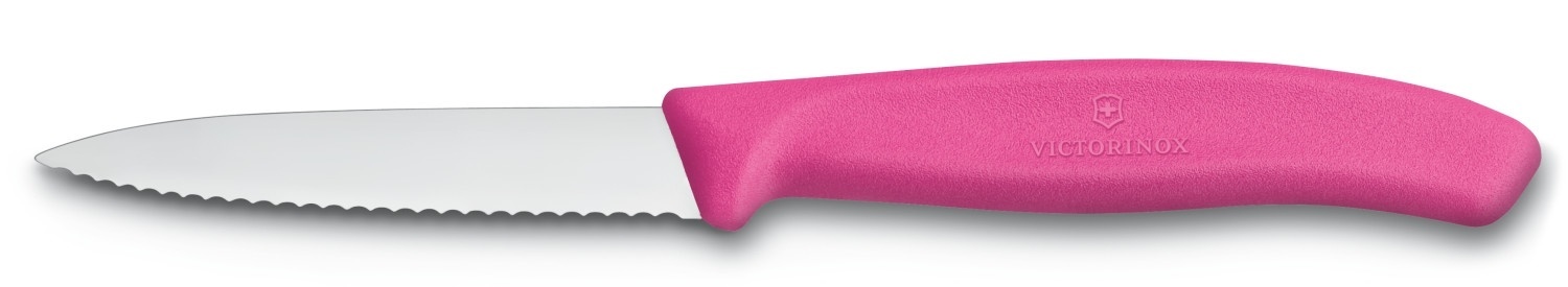 Urtekniv i pink farve fra Victorinox med bølgeskær